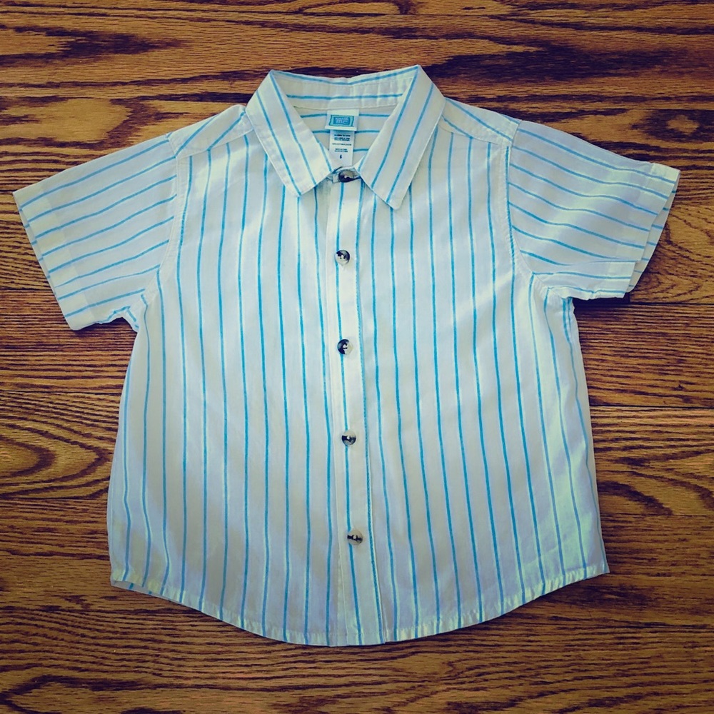 Little Me Boys Yellow Striped Button Down Shirt